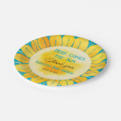 ここ来に息子の男の子ブルーサンシャイン赤ん坊シャワー ペーパープレート (アングル)