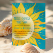 ここ来に息子の男の子ブルーサンシャイン赤ん坊シャワー 招待状