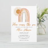 ここ来に息子の虹ボホ男の子のシャワー 招待状 (スタンド正面)