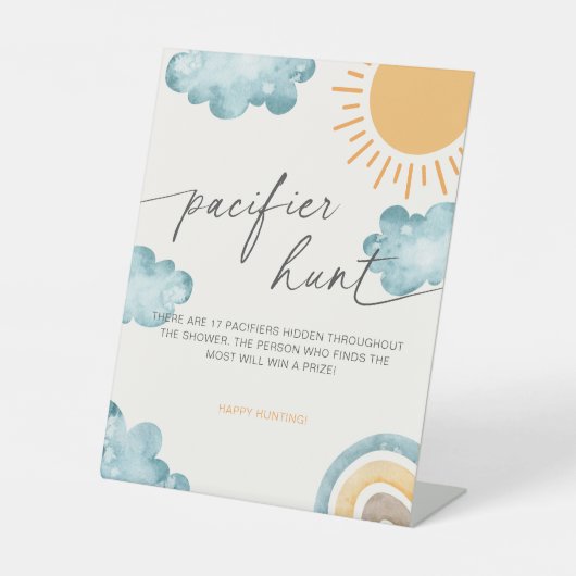 ここ来に息子の赤ちゃんシャワーおしゃれな狩りゲーム 台座サイン (正面)