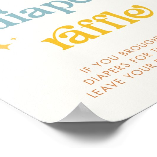 ここ来に息子の赤ちゃんシャワーおむつラッフルサイン ポスター (角)