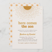 ここ来に息子の赤ちゃんシャワー招待状ボーレトロ 招待状 (正面/裏面)