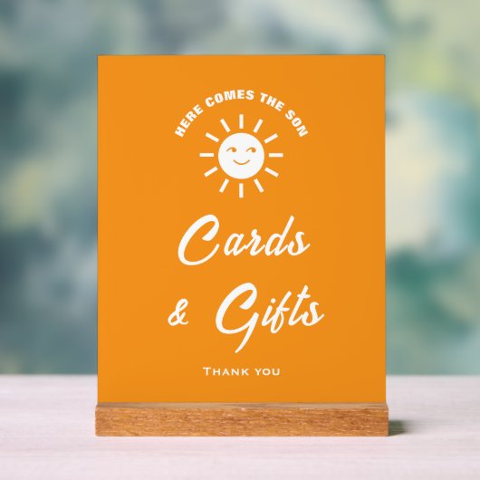 ここ来に息子の赤ん坊のシャワーカードとギフトサイン アクリルサイン (ニュートラル)