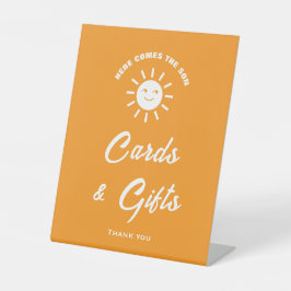 ここ来に息子の赤ん坊のシャワーカードとギフトサイン 台座サイン