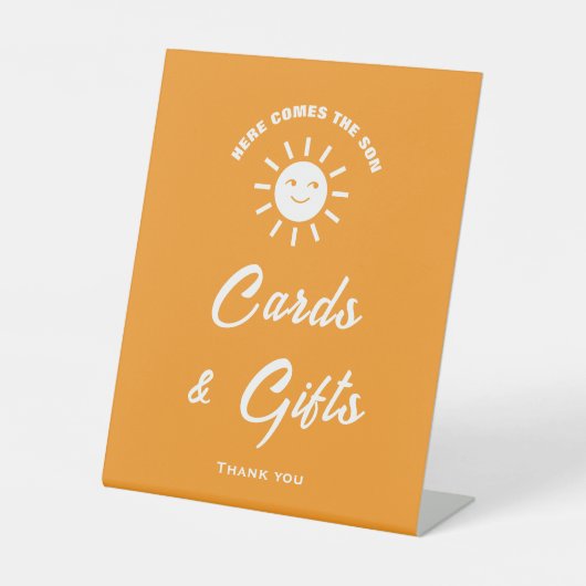 ここ来に息子の赤ん坊のシャワーカードとギフトサイン 台座サイン (正面)