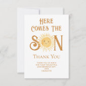 ここ来に息子の赤ん坊シャワーサンキューカード サンキューカード (正面)