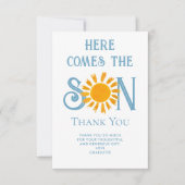 ここ来に息子の赤ん坊シャワーサンキューカード サンキューカード (正面)