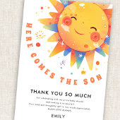 ここ来に息子の赤ん坊シャワーサンキューカード 招待状