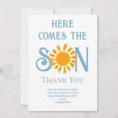 ここ来に息子の赤ん坊シャワーサンキューカード 招待状 (正面)