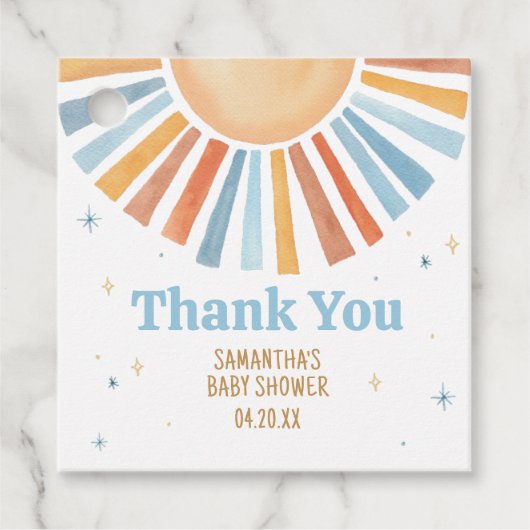 ここ来に息子の赤ん坊シャワー広場のメッセージカード フェイバータグ (正面)