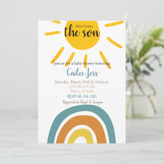 ここ来に息子の赤ん坊シャワー招待状 招待状 (スタンド正面)