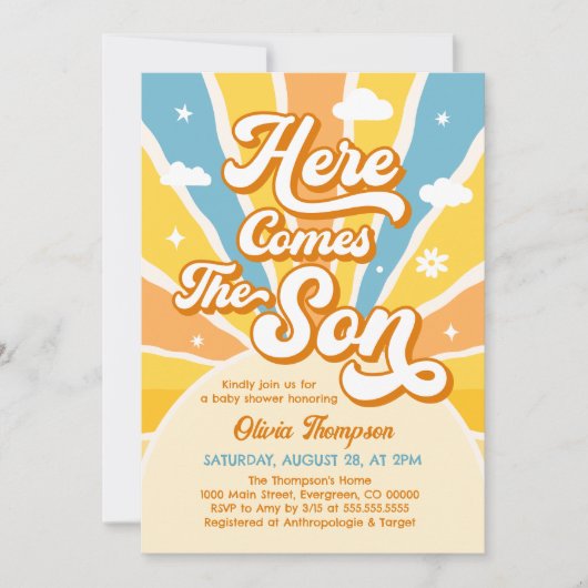 ここ来に息子の赤ん坊シャワー招待状 招待状 (正面)