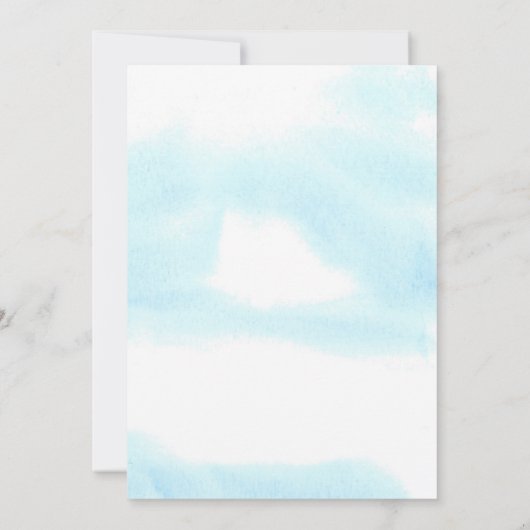 ここ来に息子の青い空の赤ちゃんシャワー 招待状 (裏面)