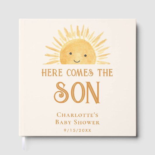 ここ来に息子の黄色の太陽の赤ん坊シャワー ゲストブック (正面)