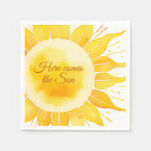 ここ来に息子の黄色の太陽の赤ん坊シャワー スタンダードカクテルナプキン (正面)