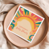 ここ来に息子の黄色の太陽の赤ん坊シャワー スタンダードカクテルナプキン