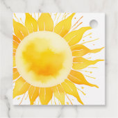 ここ来に息子の黄色の太陽の赤ん坊シャワー フェイバータグ (裏面)