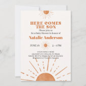 ここ来に息子オレンジサンシャインベビーシャワー 招待状 (正面)