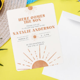 ここ来に息子オレンジサンシャインベビーシャワー 招待状