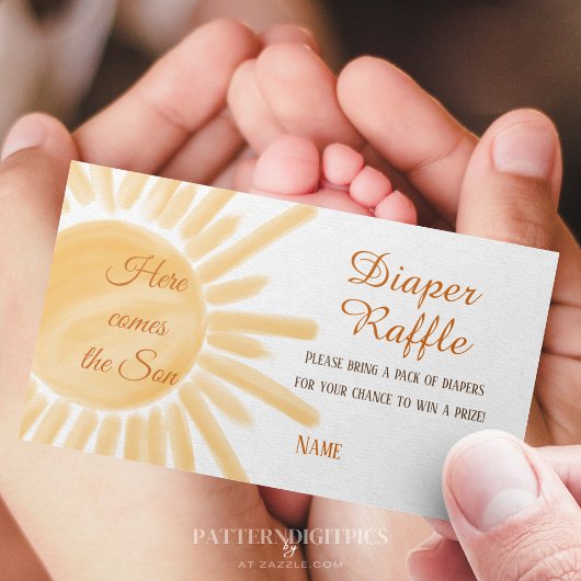 ここ来に息子サンシャインおむつラッフルシャワー エンクロージャーカード