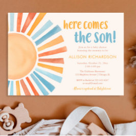 ここ来に息子サンシャイン男の子シャワー 招待状