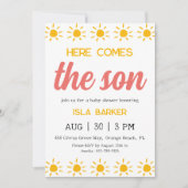 ここ来に息子サンシャイン赤ちゃんシャワーの招待 招待状 (正面)