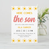 ここ来に息子サンシャイン赤ちゃんシャワーの招待 招待状 (スタンド正面)
