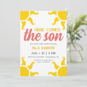 ここ来に息子サンシャイン赤ちゃんシャワーの招待 招待状 (スタンド正面)