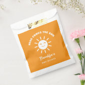 ここ来に息子サン赤ん坊シャワーオレンジ白 フェイバーバッグ (封をした状態)