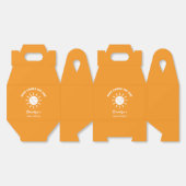 ここ来に息子サン赤ん坊シャワーオレンジ白 フェイバーボックス (見開き)