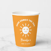 ここ来に息子サン赤ん坊シャワーオレンジ白 紙コップ (裏面)