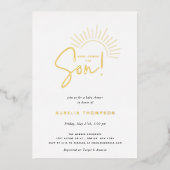 ここ来に息子ボホ太陽の赤ちゃんシャワー 箔招待状 (正面)
