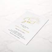 ここ来に息子ボホ太陽の赤ちゃんシャワー 箔招待状 (回転した状態)