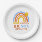 ここ来に息子レインボー男の子の赤ちゃんシャワー ペーパープレート (正面)