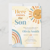 ここ来に息子レトロサンシャインベビーシャワー 招待状 (正面)