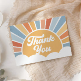 ここ来に息子レトロサンシャインボーイ赤ちゃんシャワー サンキューカード