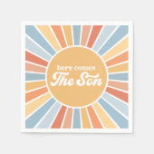 ここ来に息子レトロサンシャインボーイ赤ちゃんシャワー スタンダードカクテルナプキン (正面)