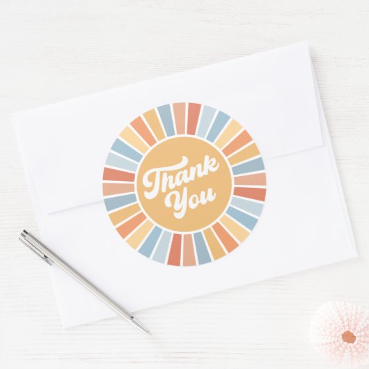 ここ来に息子レトロサンシャインボーイ赤ちゃんシャワー ラウンドシール (封筒)