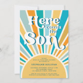 ここ来に息子レトロサンベイビーシャワー 招待状 (正面)