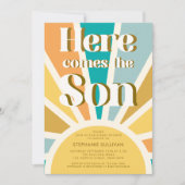 ここ来に息子レトロサンベイビーシャワー 招待状 (正面)