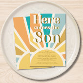 ここ来に息子レトロサンベイビーシャワー 招待状