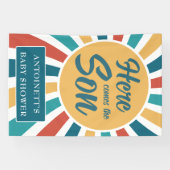 ここ来に息子レトロサンベイビーシャワー 横断幕 (横)