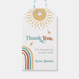 ここ来に息子レトロボホ男の子ベビースシャワー ギフトタグ