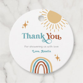 ここ来に息子レトロボホ男の子ベビースシャワー フェイバータグ