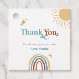 ここ来に息子レトロボホ男の子ベビースシャワー フェイバータグ