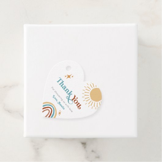 ここ来に息子レトロボホ男の子ベビースシャワー フェイバータグ (インサイチュ)