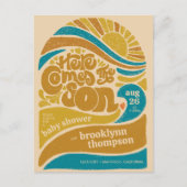 ここ来に息子レトロ男の赤ちゃんベビーシャワー ポストカード (正面)