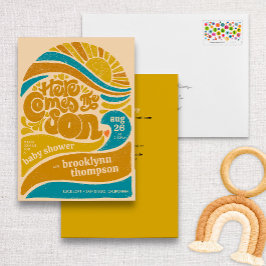 ここ来に息子レトロ男の赤ちゃんベビーシャワー 招待状