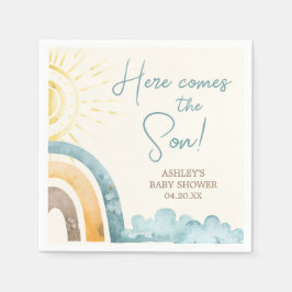 ここ来に息子レトロ赤ちゃんシャワー スタンダードカクテルナプキン