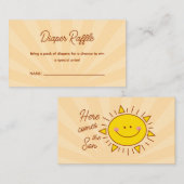 ここ来に男の子の赤ちゃんシャワーおむつラッフル エンクロージャーカード (正面/裏面)